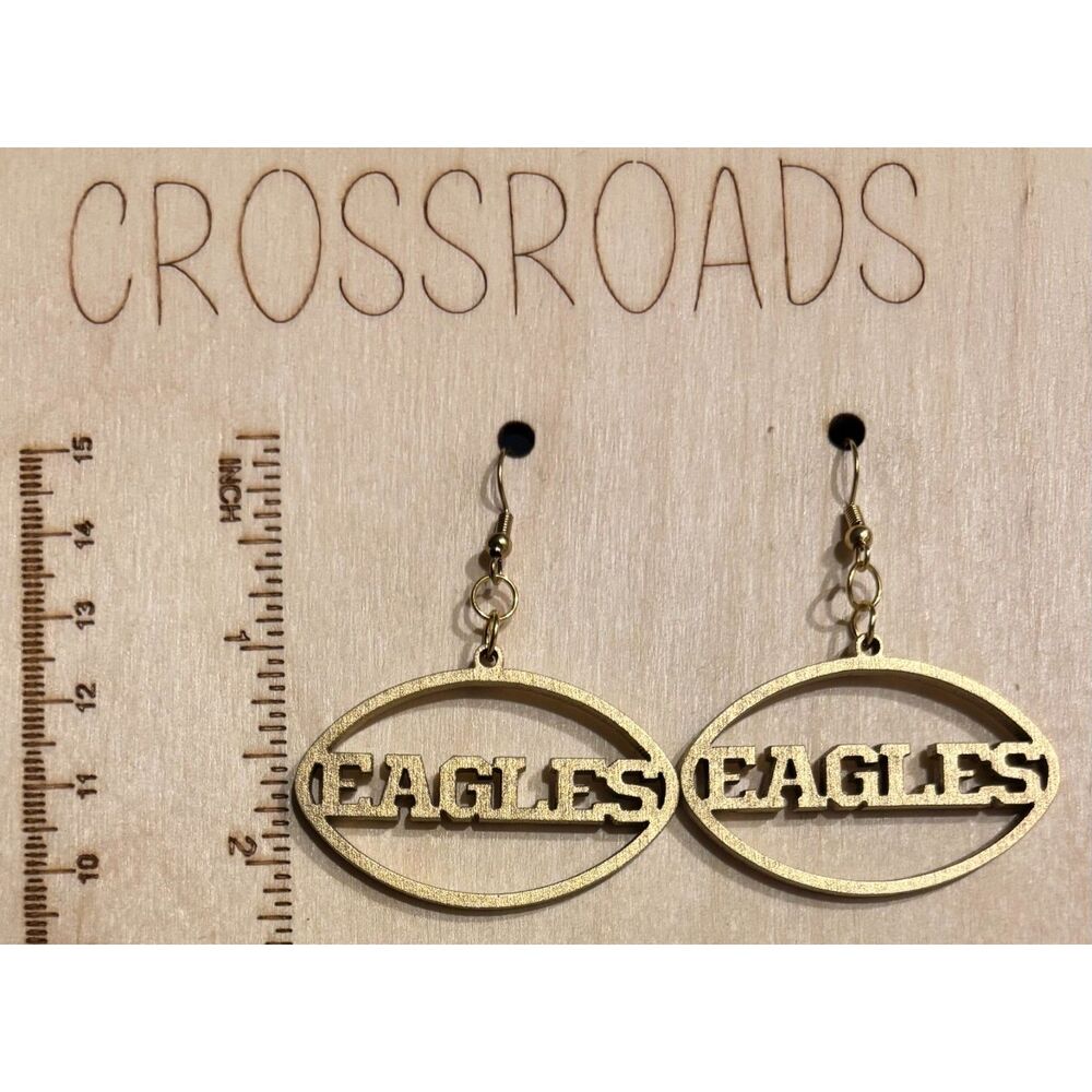 Eagles Wood Earrings - Bright Gold E074-01